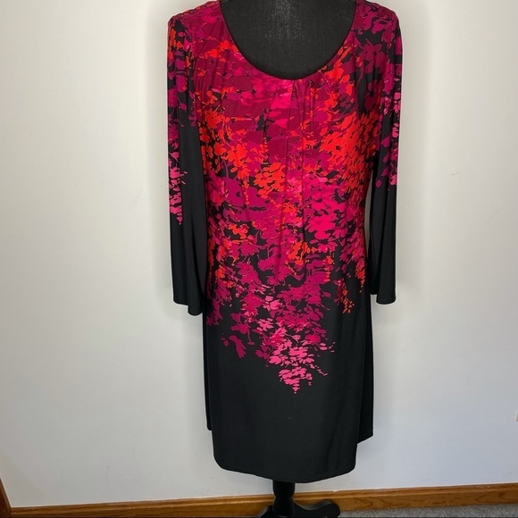 London Times Dresses & Skirts - London Times Long Sleeve Black Floral Midi Dress L